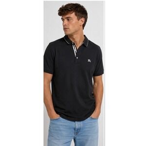 Burberry Black Label Polo Shirt Mens 3 Black Embroidered Logo‎ Short Sleeve